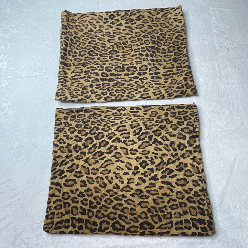 VTG 90s Ralph Lauren Home Leopard Print Cotton Standard Pillowcase Set of 2 USA